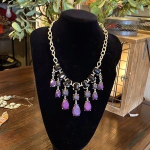 Fashion necklace, Statement black and purple jewels.